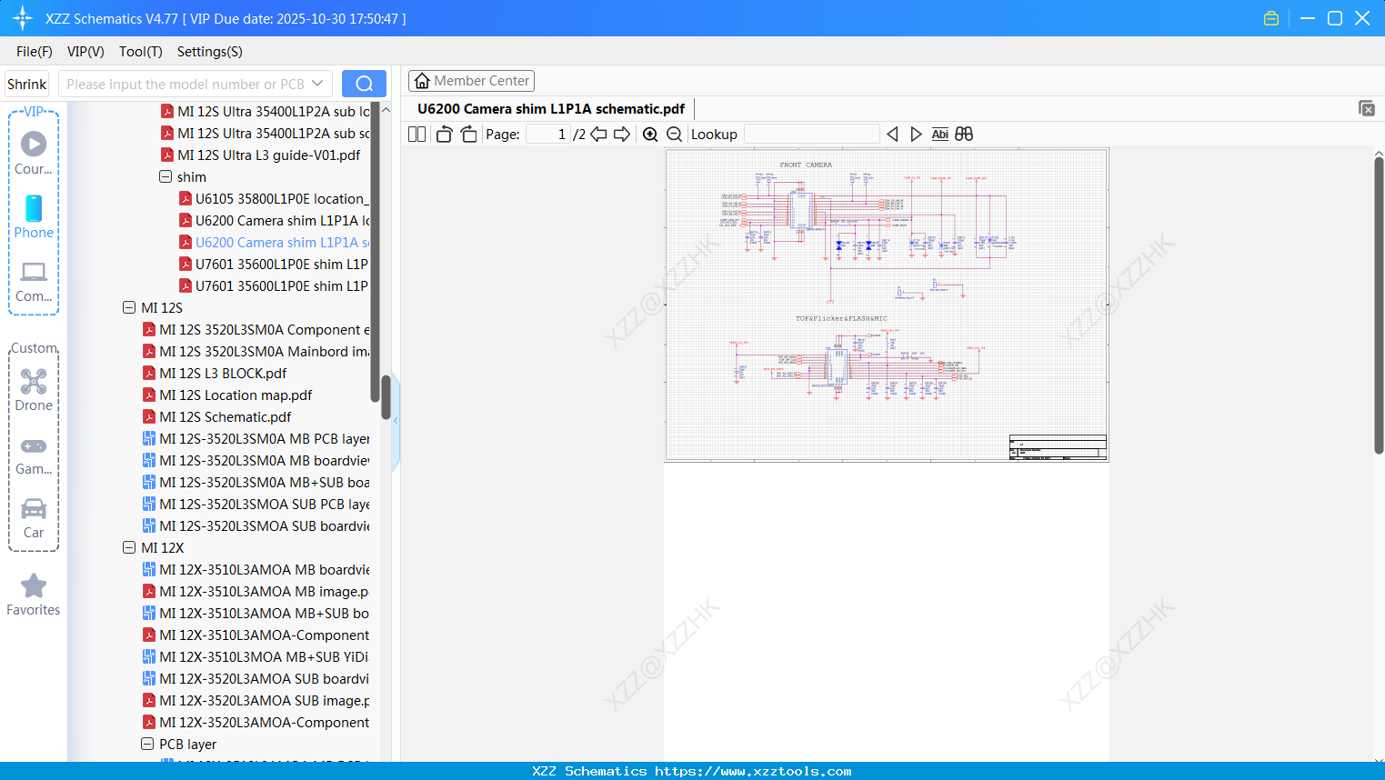 Xiaomi U6200 Camera Shim L1P1A Schematic